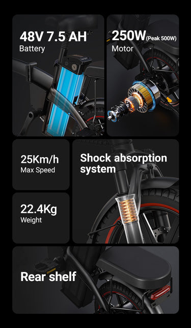 DYU A5 14 Inch Full Foldable Electric Bike image 1
