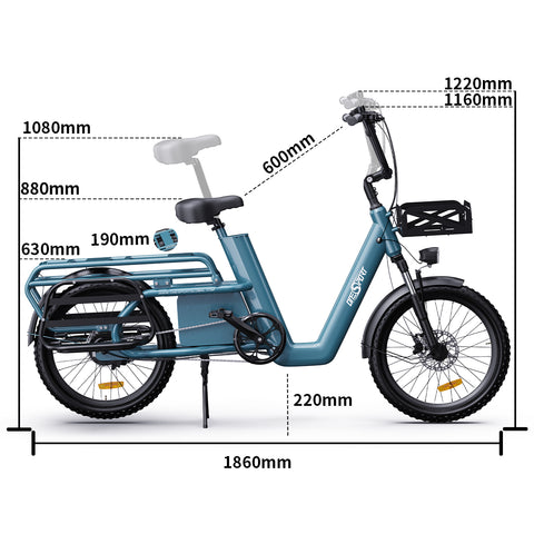 OneSport OT01 Longtail Cargo E-bike Available on the Cycle to Work Scheme - Size