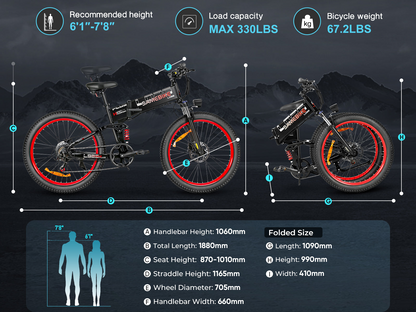 Samebike LO26 Plus Powerful 26" Fat Tire Foldable Ebike
