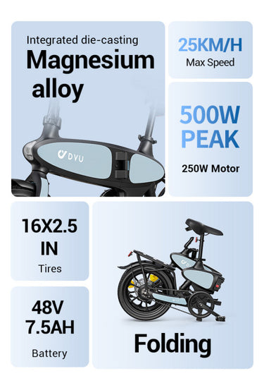 DYU C2 16 Inch Full Folding Electric Bike image 1